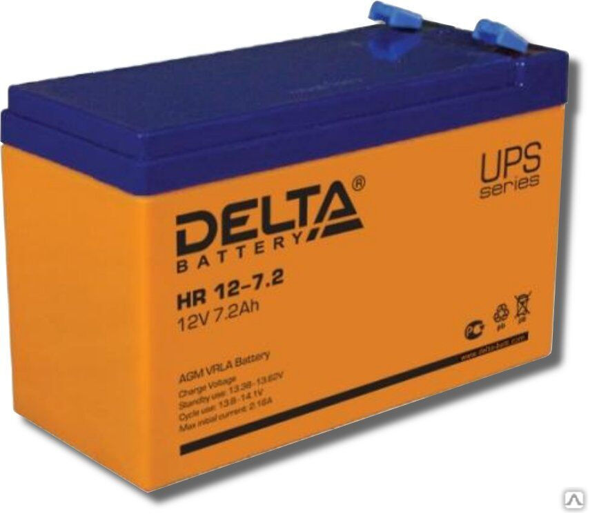 Аккумуляторная батарея 12-7,2 (12В, 7,2Ач) Delta HR 12-7,2
