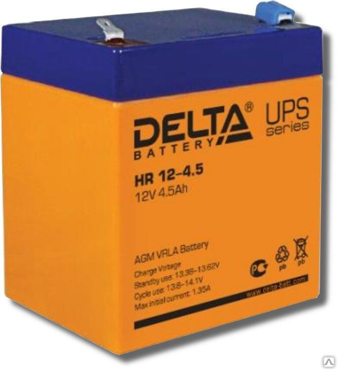 Аккумуляторная батарея 12-4,5 (12В, 4,5Ач) Delta HR 12-4,5