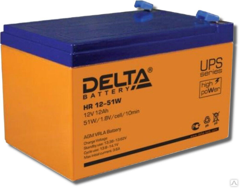 Аккумуляторная батарея 12-12 (12В, 12Ач) Delta HR 12-51 W