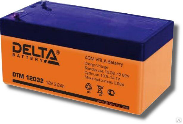 Аккумуляторная батарея 12-3,2 (12В, 2,2Ач) Delta DTM 12032