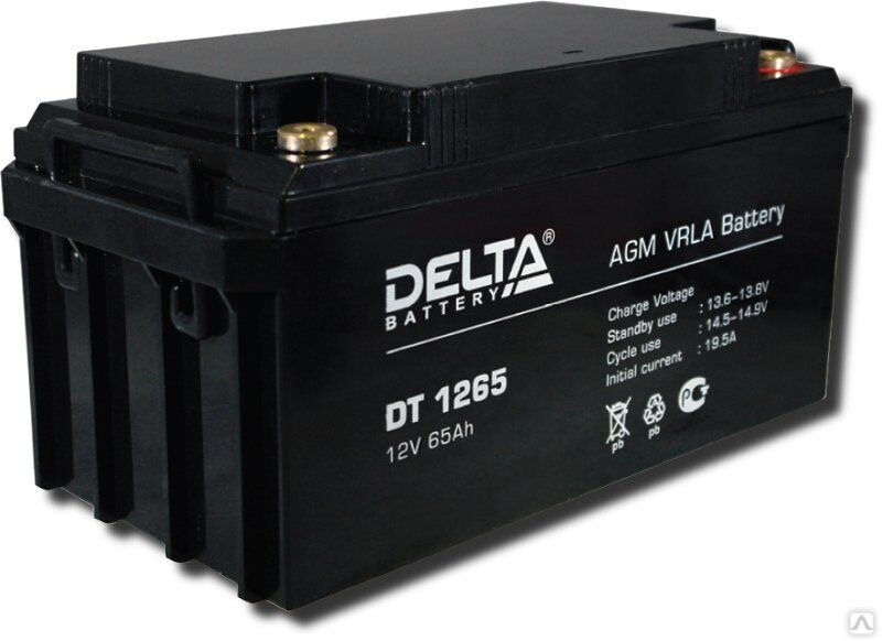 Аккумуляторная батарея 12-65 (12В, 65Ач) Delta DT 1265