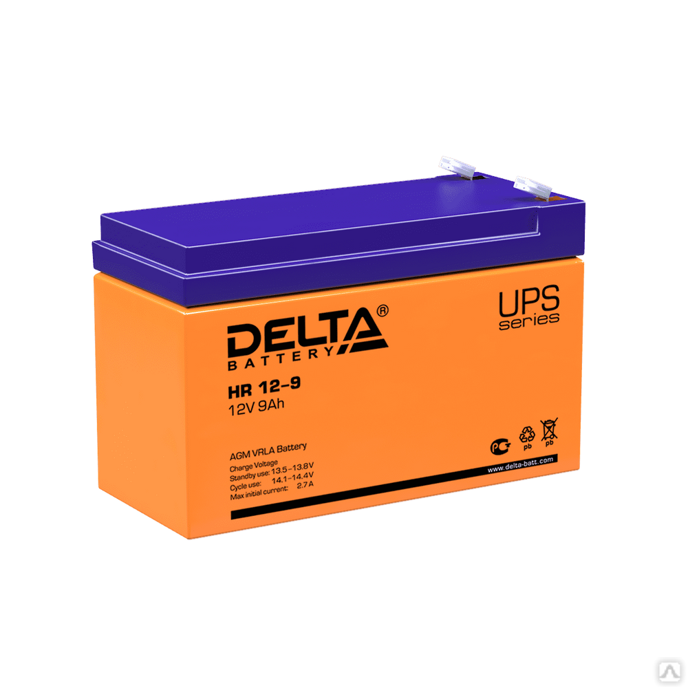 Аккумуляторная батарея 12-9 (12В, 9Ач) Delta HR 12-9