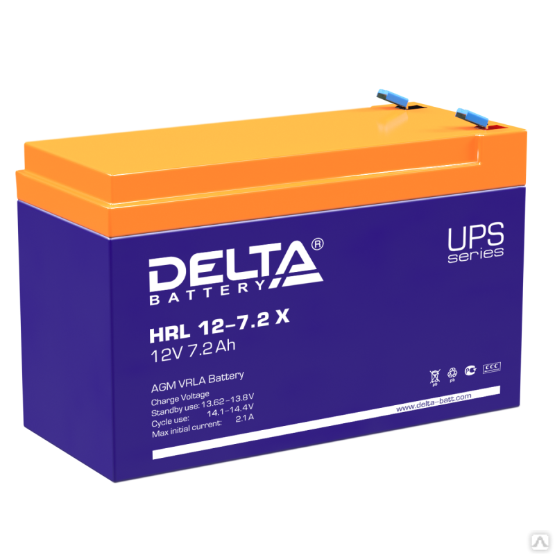 Аккумуляторная батарея 12-7,2 (12В, 7,2Ач) Delta HRL 12-7,2 X