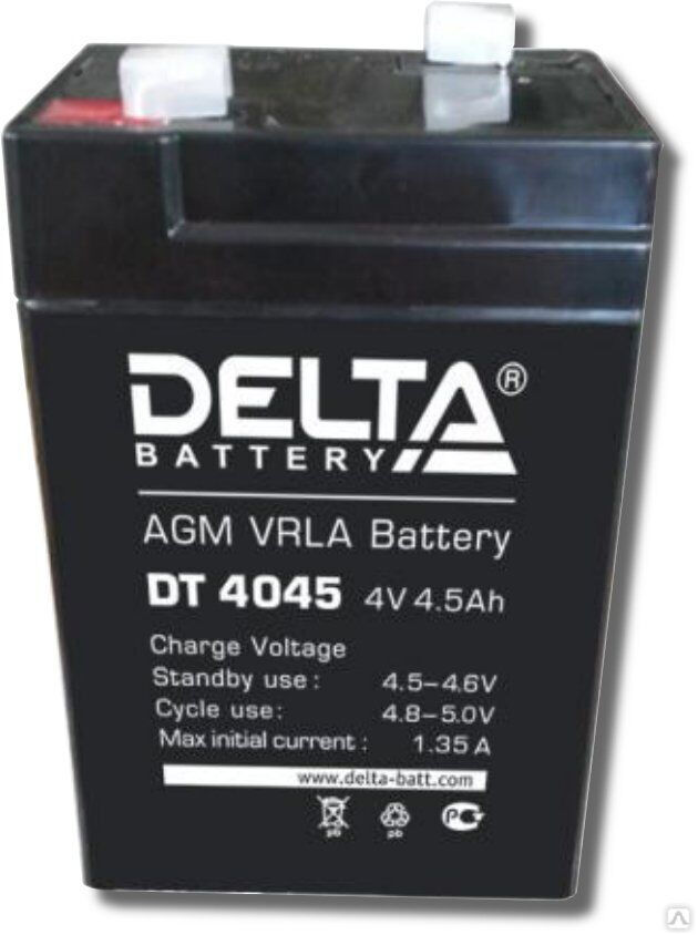 Аккумуляторная батарея 4-4,5 (4В, 4,5Ач) DT 4045 (47мм)