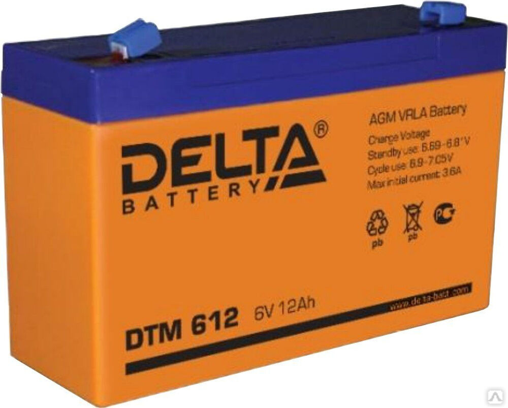 Аккумуляторная батарея 612 (6В, 12Ач) Delta DTM 612