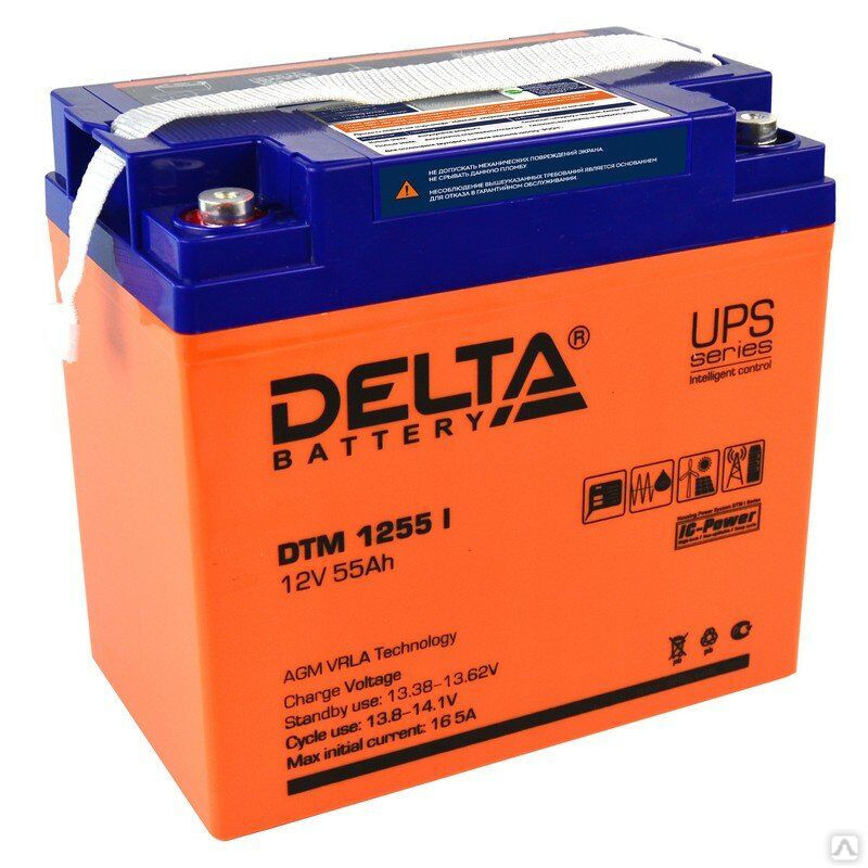 Аккумуляторная батарея 12-55 (12В, 55Ач) Delta DTM 1255 I