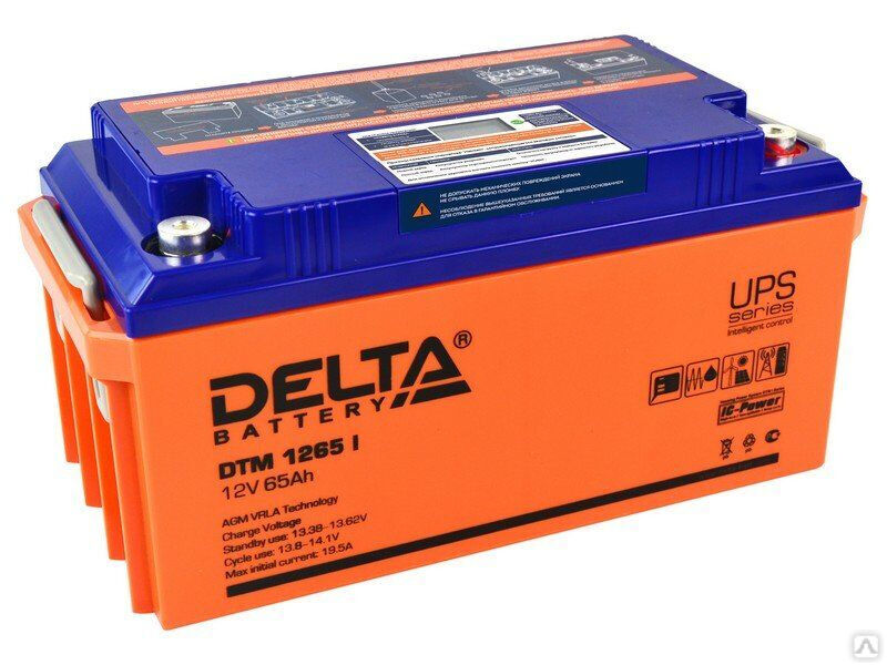 Аккумуляторная батарея 12-65 (12В, 65Ач) Delta DTM 1265 I