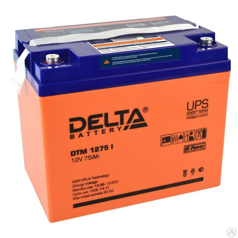 Аккумуляторная батарея 12-75 (12В, 75Ач) Delta DTM 1275 I
