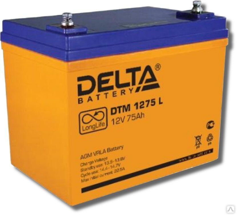 Аккумуляторная батарея 12-75 (12В, 75Ач) Delta DTM 1275 L