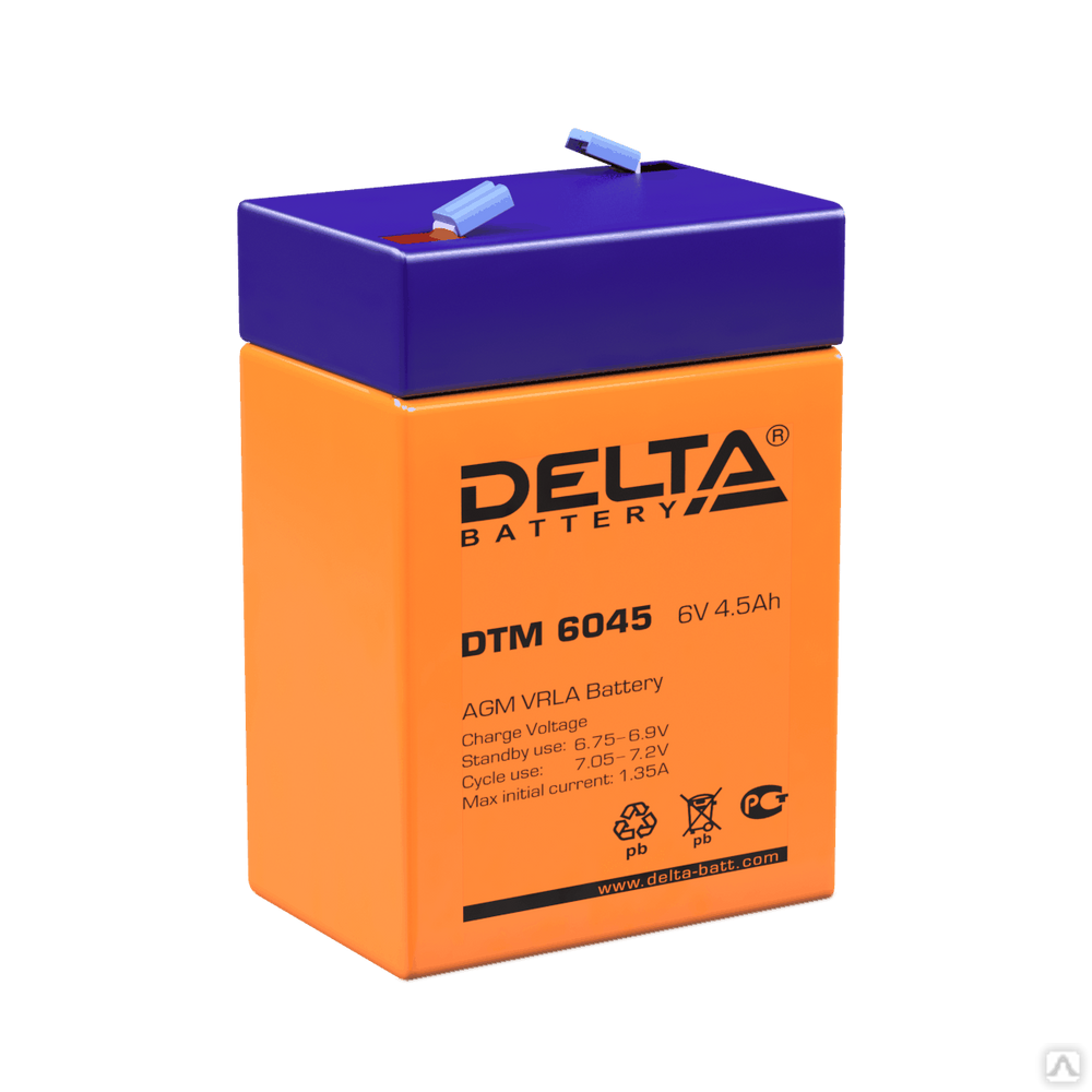 Аккумуляторная батарея 6-4,5 (6В, 4,5Ач) Delta DTM 6045