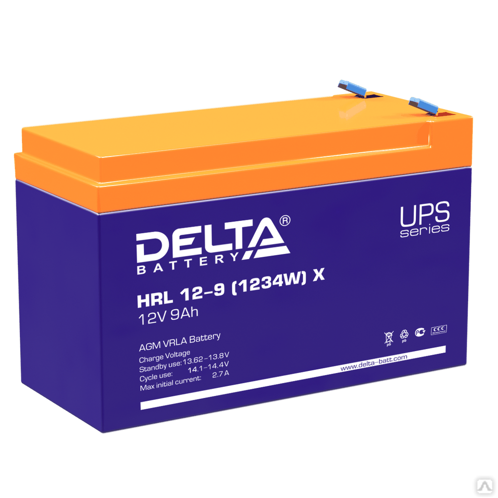 Аккумуляторная батарея 12-9 (12В, 9Ач) Delta HRL 12-9 X