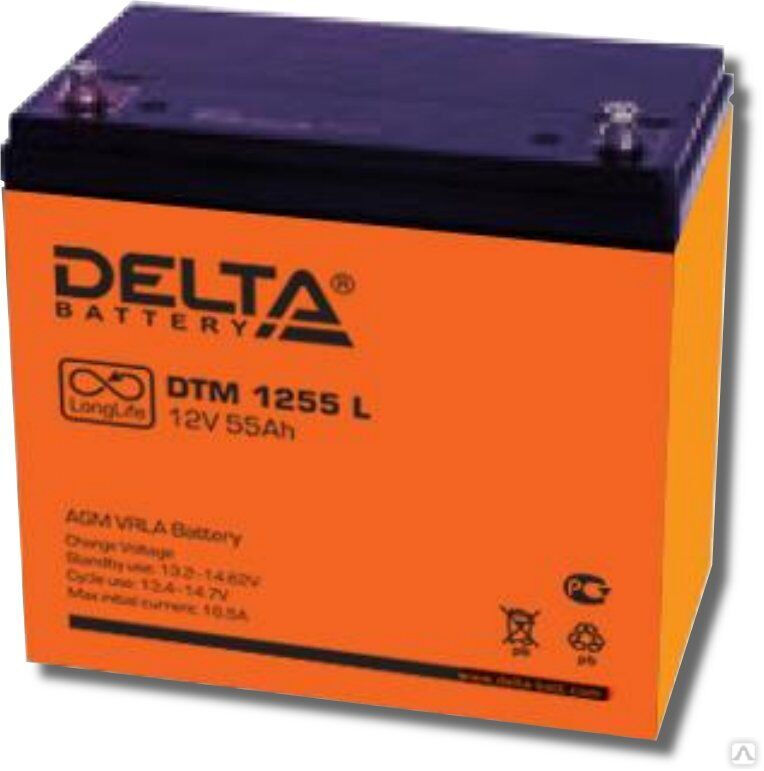 Аккумуляторная батарея 12-55 (12В, 55Ач) Delta DTM 1255 L