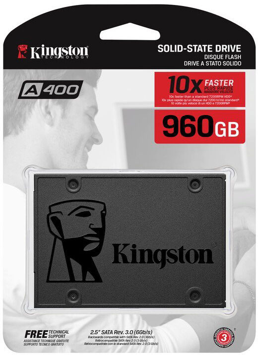 Накопитель SSD Kingston Kingston SA400S37/960G A400 /SATA III/960GB /Скорость чтения 500МБайт/с Скорость записи 450МБайт