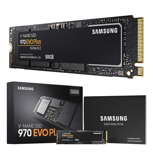 Накопитель SSD Samsung Samsung MZ-V7S500BW 970 EVO Plus /PCI-E 3.0 x4/500GB /Скорость чтения 3500МБайт/с Скорость записи
