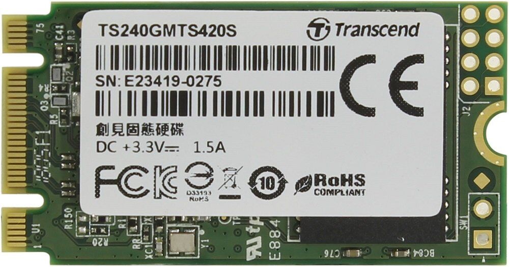 Накопитель SSD Transcend Transcend TS240GMTS420S MTS420 /SATA III/240GB /Скорость чтения 560МБайт/с Скорость записи 500М