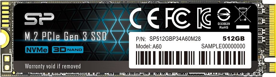 Накопитель SSD Silicon Power Silicon Power SP512GBP34A60M28 P34A60 /PCI-E 3.0 x4/512GB /Скорость чтения 2200МБайт/с Скор