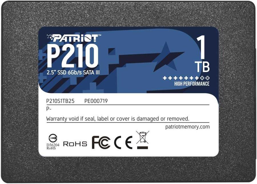 Накопитель SSD Patriot Patriot P210 P210S1TB25/SATA III/1 TB /Скорость чтения 520МБайт/с Скорость записи 430МБайт/с