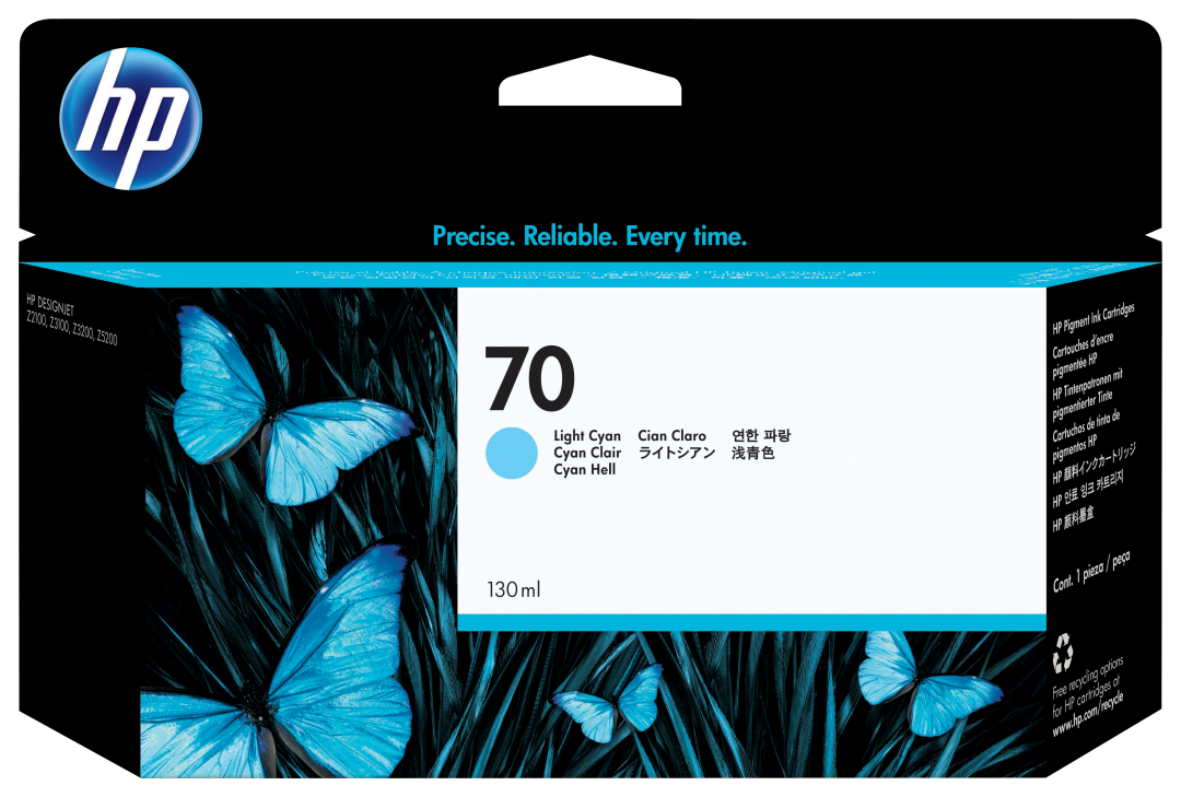 Картридж для печати HP Картридж HP 70 C9390A вид печати струйный, цвет Светло-голубой, емкость 130мл.