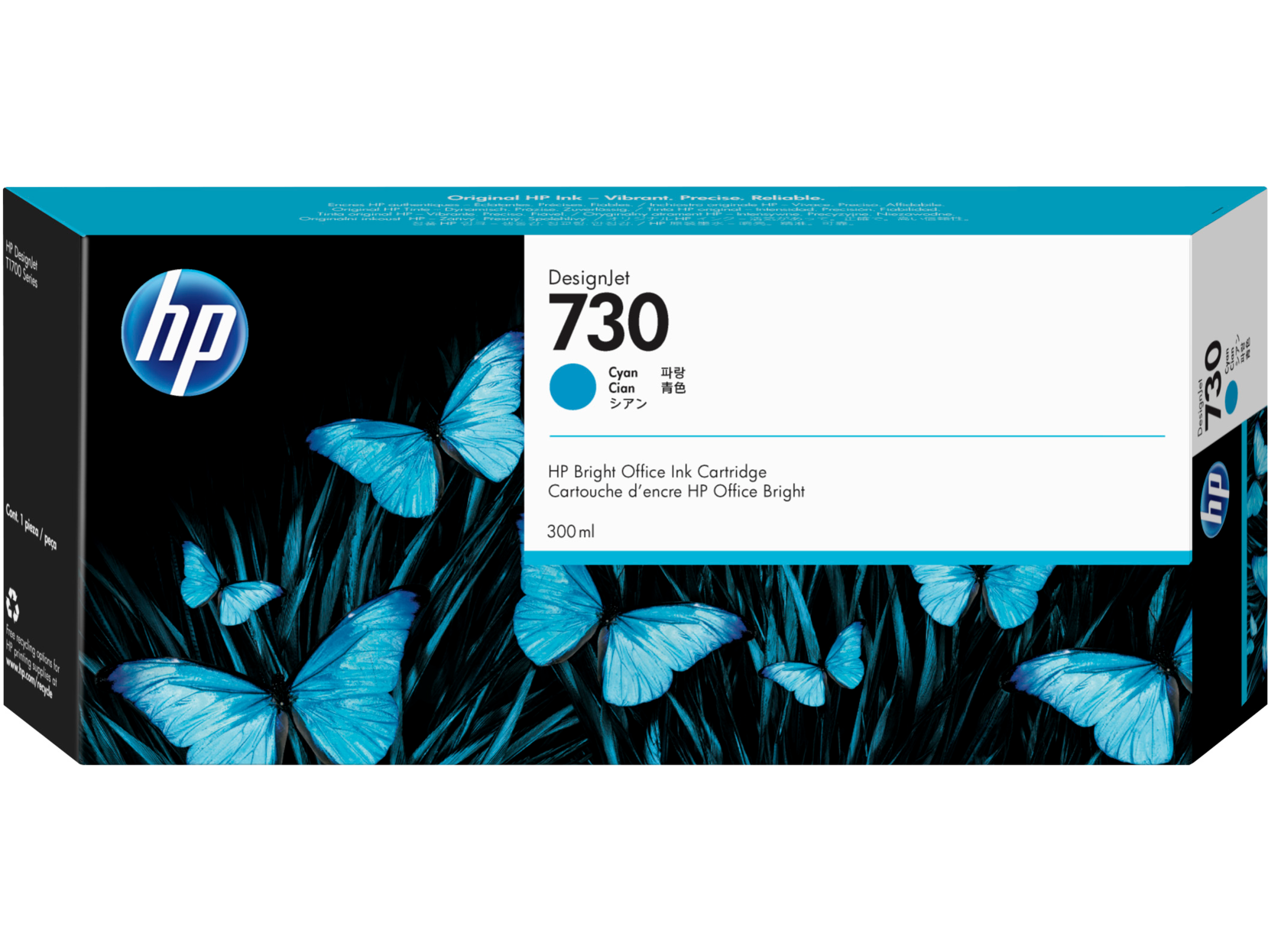 Картридж для печати HP Картридж HP 730 P2V68A вид печати струйный, цвет Голубой, емкость 300мл.