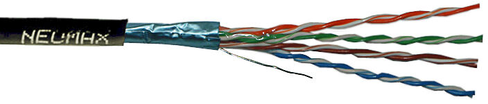 Кабель NEOMAX Витая пара 305м. NEOMAX Тип кабеля FTP Одножильный 24AWG кол-во пар 4 Экранирование Уличная эксплуатация (