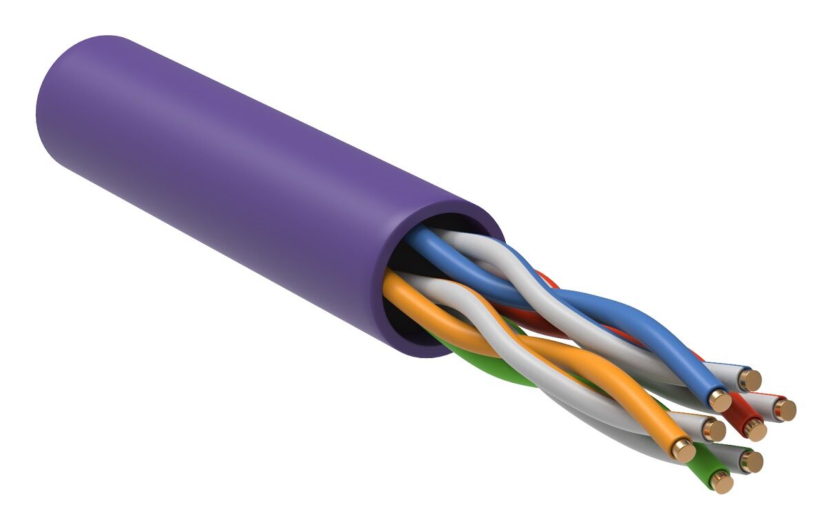 Кабель ITK Витая пара 305м. ITK Тип кабеля UTP Одножильный 24AWG кол-во пар 4 фиолетовый LC1-C5E04-126