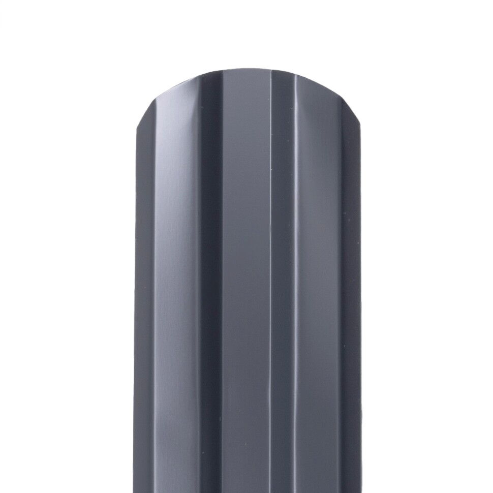 Металлический штакетник Дуэт 95 мм цвет RAL 7024 Серый графит