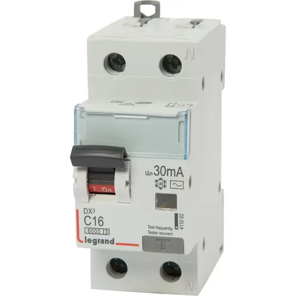 Автоматический выключатель дифференциального тока Legrand DX3 АВДТ 1P N C16 А 30 мА 6 кА АС 411002 LEGRAND