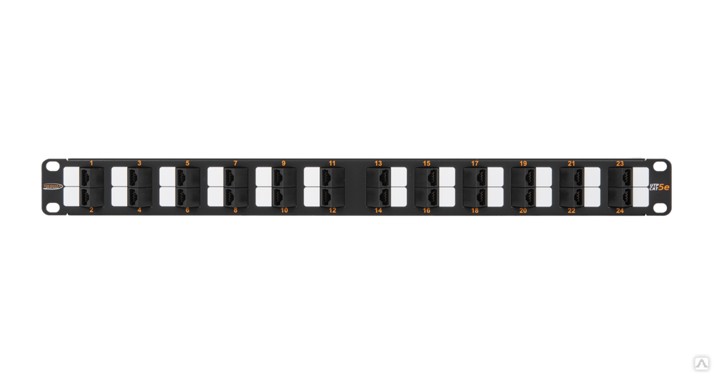 NMC-RP24UD2-AN-1U-BK Коммутационная панель 19", 1U,24 угловых порта, Кат.5e (Класс D), 100МГц