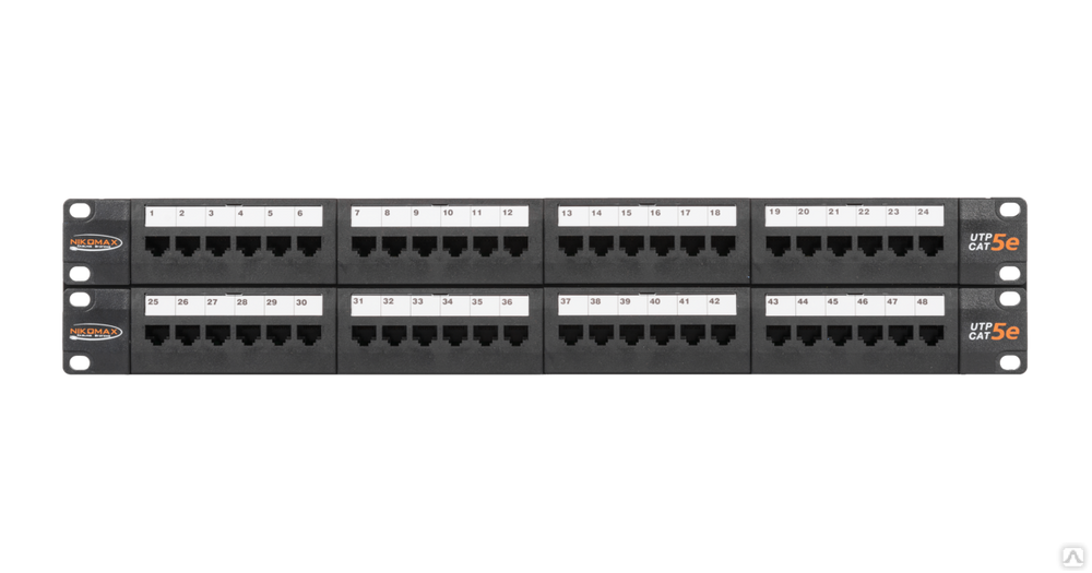 NMC-RP48UD2-2U-BK Коммутационная панель 19", 2U, 48 портов, Кат.5e (Класс D), 100МГц