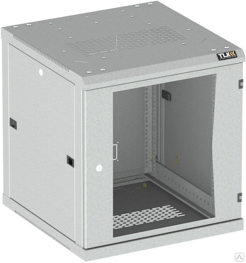 TWI-096045-R-G-GY Настенный разборный шкаф TLK 19", 9U, стеклянная дверь, Ш600хВ436хГ450мм, 1 пара монтажных направляющи