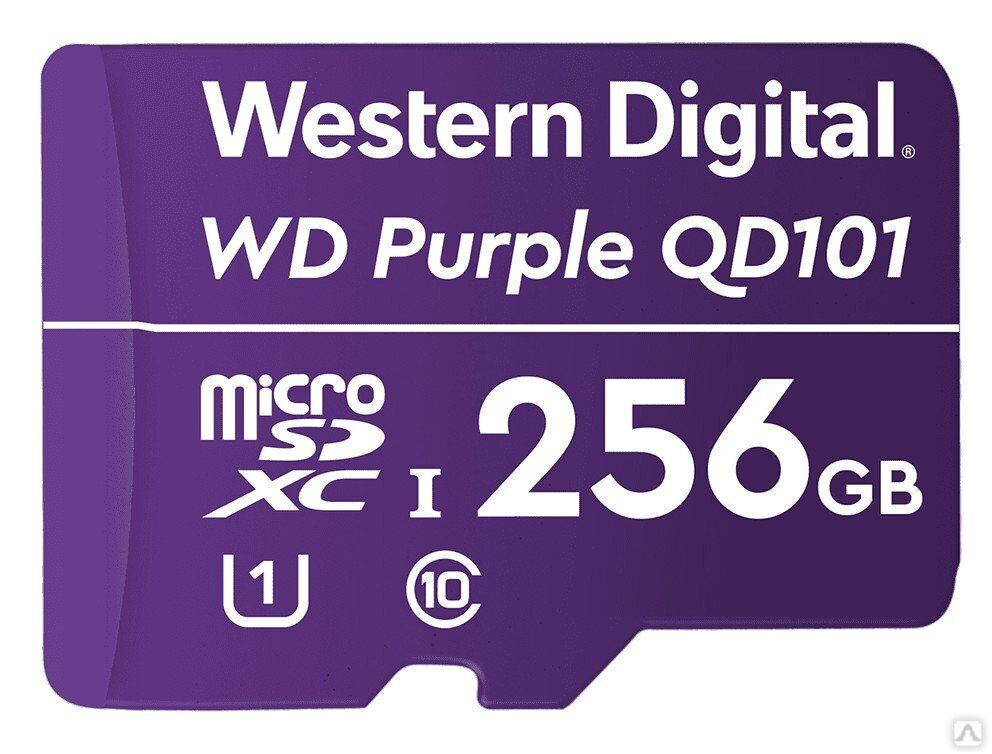 MicroSDHC 256ГБ, Class 10 UHS 1 (WDD256G1P0C), карта памяти WD Purple SC QD101 Ultra Endurance
