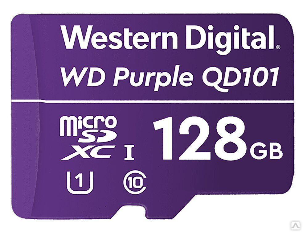 MicroSDHC 128ГБ, Class 10 UHS 1 (WDD128G1P0C), карта памяти WD Purple SC QD101 Ultra Endurance