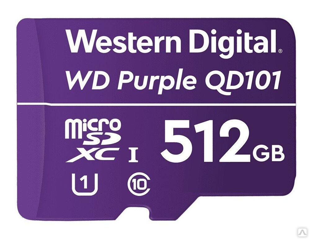 MicroSDHC 512ГБ, Class 10 UHS 1 (WDD512G1P0C), карта памяти WD Purple SC QD101 Ultra Endurance