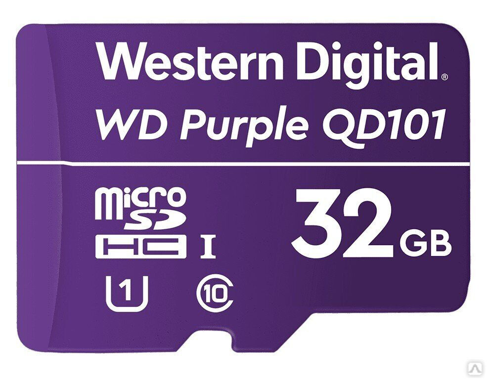 MicroSDHC 32ГБ, Class 10 UHS 1 (WDD032G1P0C), карта памяти WD Purple SC QD101 Ultra Endurance