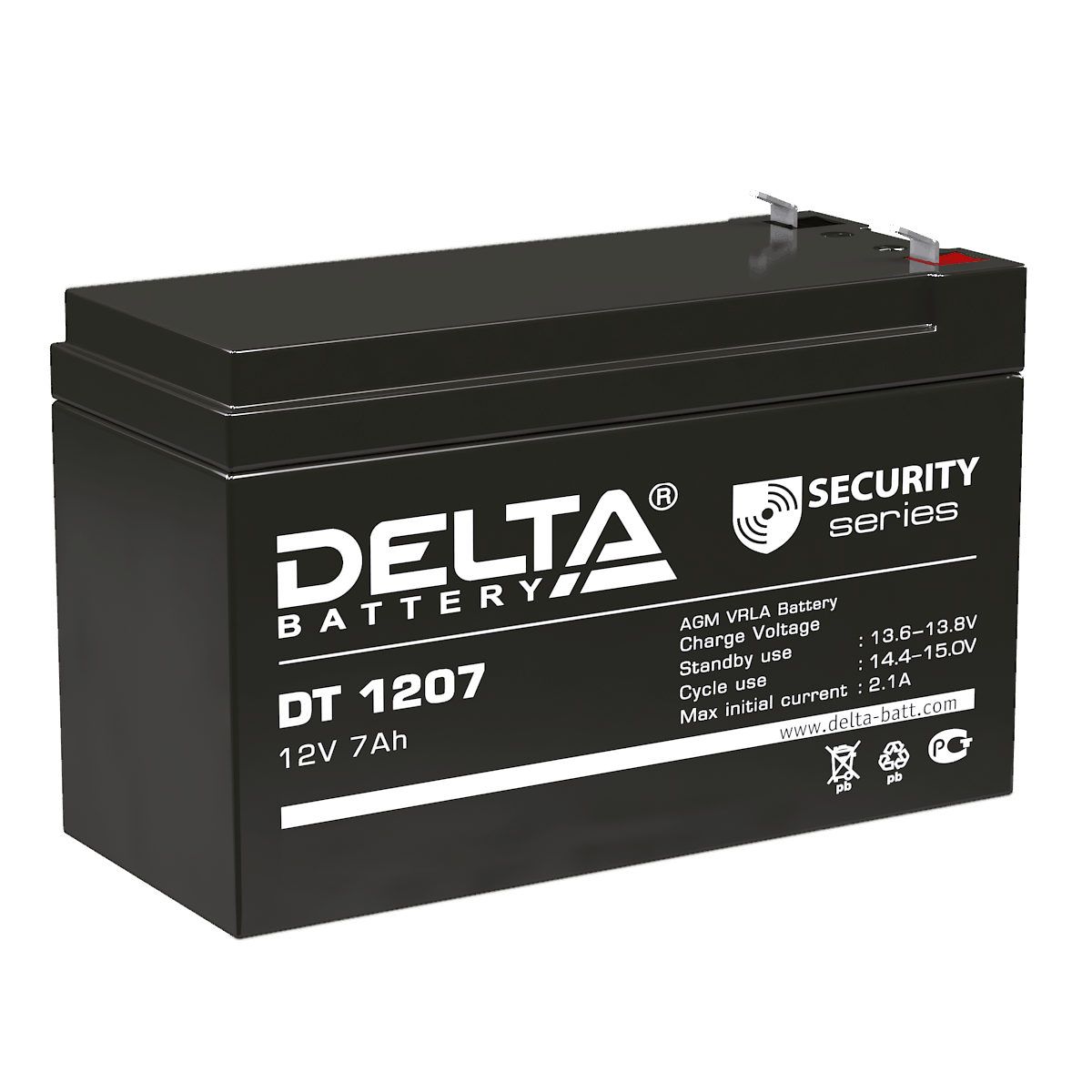 Аккумуляторная батарея 12-7 (12В, 7Ач) Delta DT 1207