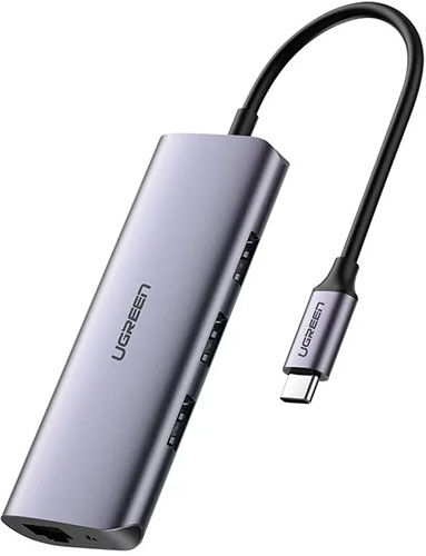 USB-концентратор 4 в 1 (хаб) Ugreen 3 x USB 3.0 RJ45 (60718)