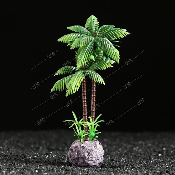 Растение искусственное аквариумное "Пальма", 5*5*15см, Пижон Аква 7422215