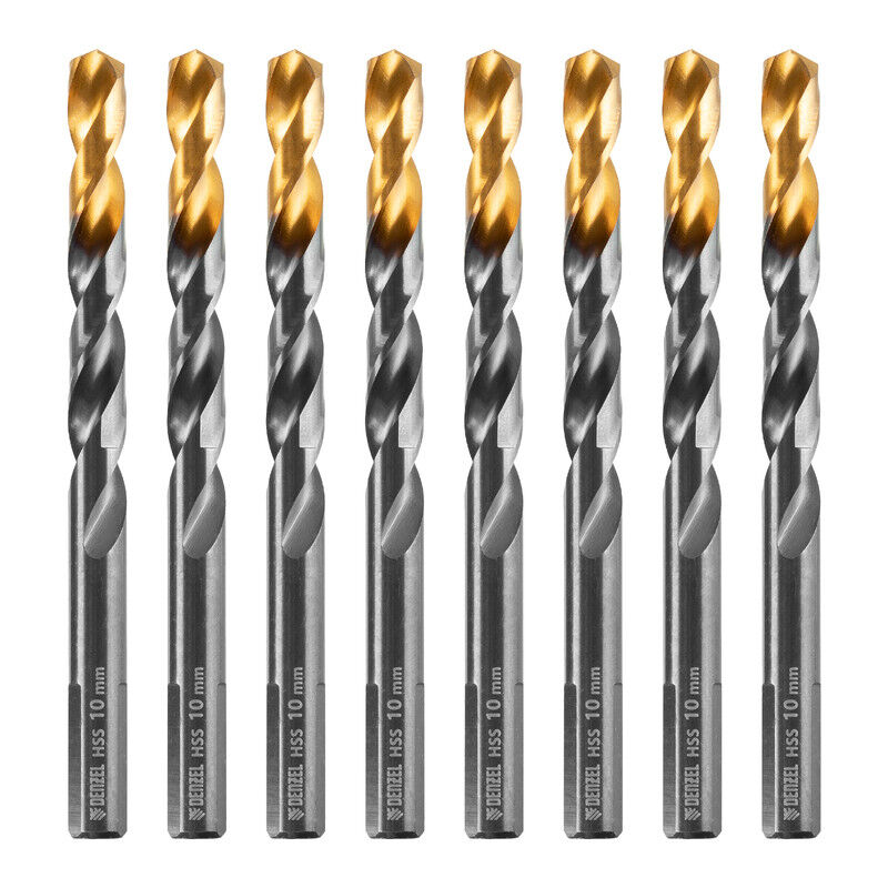 Сверло по металлу, 10 мм, HSS-Tin, Golden Tip, 8 шт. Denzel 1