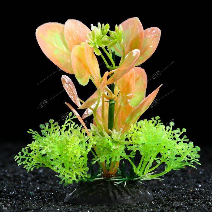 Растение искусственное аквариумное зелёно-розовое 10см 1 шт (3), Пижон Аква 7523959