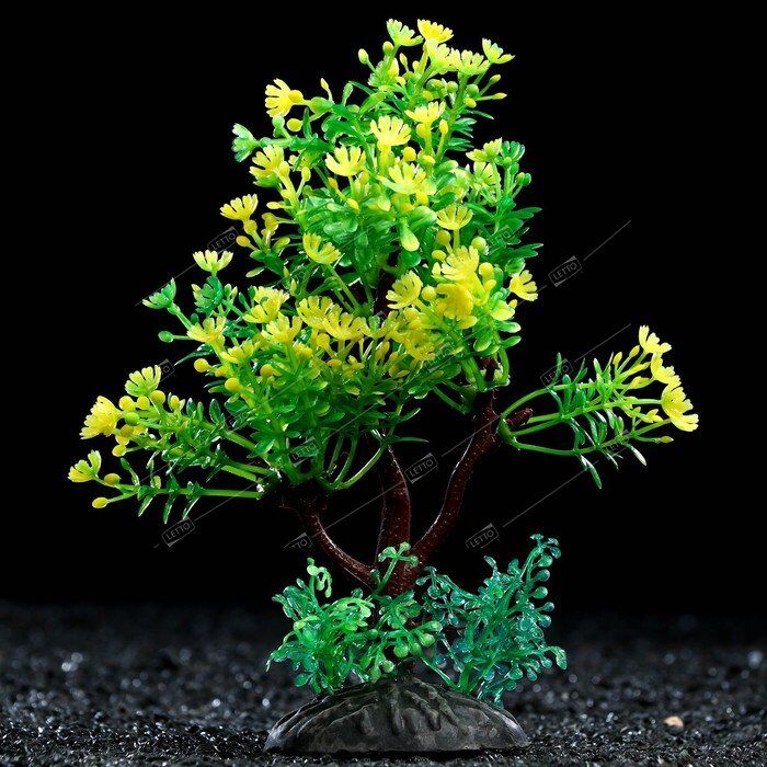 Растение искусственное аквариумное 15см зелёное №2 1 шт (2), Пижон Аква 7524013