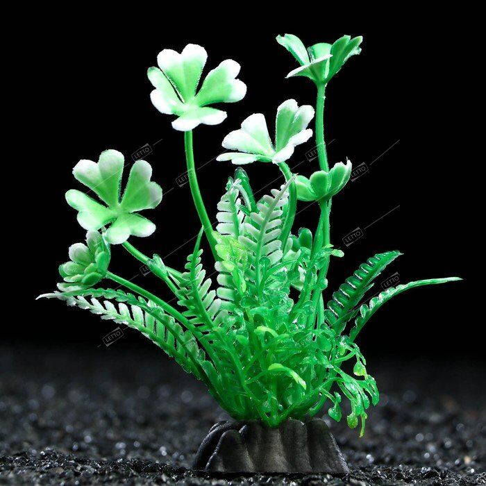 Растение искусственное аквариумное 3*9см, зелёное, 1 шт (5), Пижон Аква 7524030