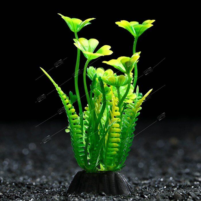 Растение искусственное аквариумное 3*9см, зелёное №2, 1 шт (5), Пижон Аква 7524028