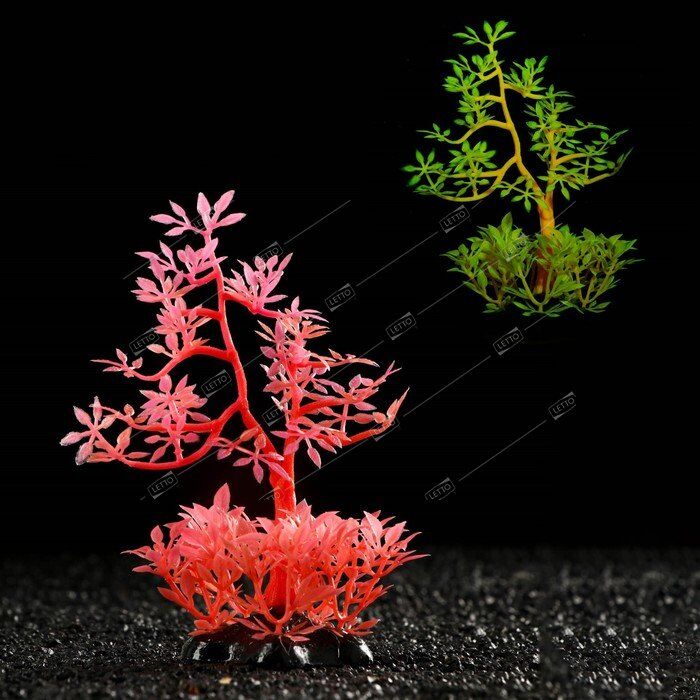 Растение искусственное аквариумное аквариумное, светящееся, 10 см, красное, Пижон Аква 7514218