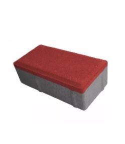 Тротуарная плитка 100х200х40 "Брусчатка" красная (верхний слой на сером цементе)