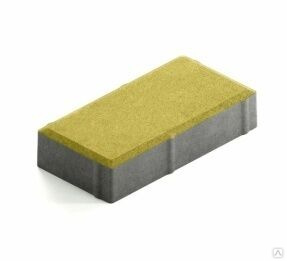 Тротуарная плитка 100х200х40 "Брусчатка" желтая (верхний слой на сером цементе) 