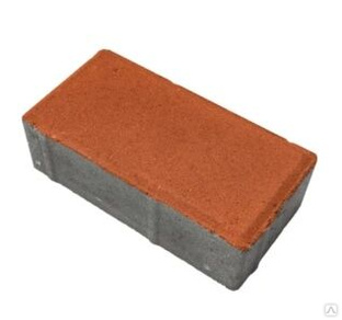 Тротуарная плитка 100х200х40 "Брусчатка" оранжевая (верхний слой на сером цементе) 