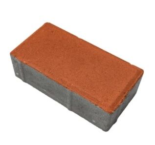 Тротуарная плитка 100х200х40 "Брусчатка" оранжевая (верхний слой на сером цементе)