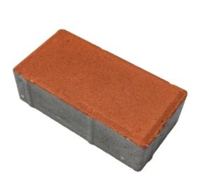 Тротуарная плитка 100х200х40 "Брусчатка" красная (верхний слой на белом цементе)