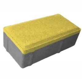 Тротуарная плитка 100х200х40 "Брусчатка" желтая (верхний слой на белом цементе)