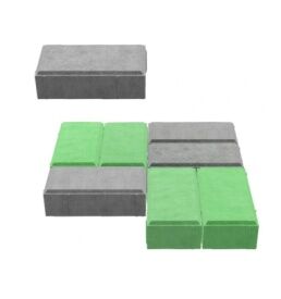 Тротуарная плитка 100х200х40 "Брусчатка" зеленая (верхний слой на белом цементе)
